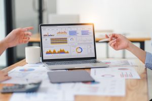 A computer screen with graphs and charts
